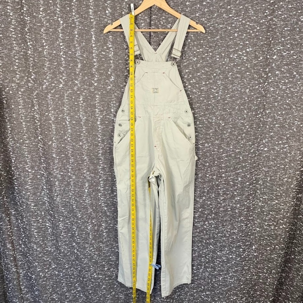 Vintage Y2K Old Navy Bib Carpenter Overalls Beige Denim Cargo Utility Women's XS - Picture 4 of 13